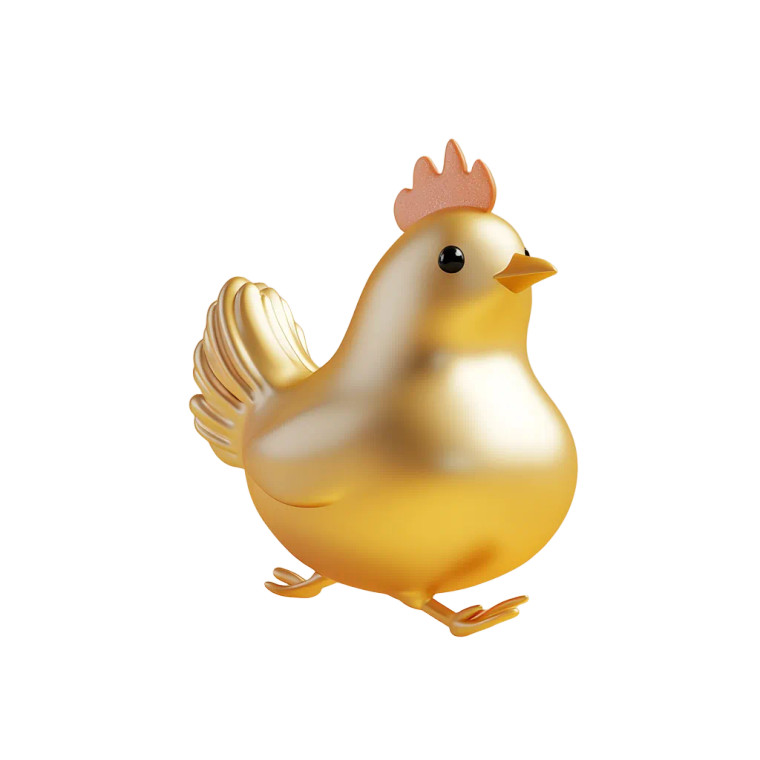 Golden Chicken Toy Vinyl Car Decal Sticker – Waterproof & UV-Resistant 8"