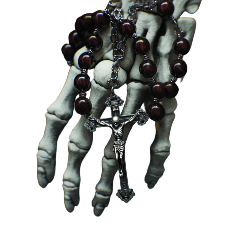 Skeletal Hand Rosary Vinyl Car Decal Sticker – Waterproof & UV-Resistant 8"