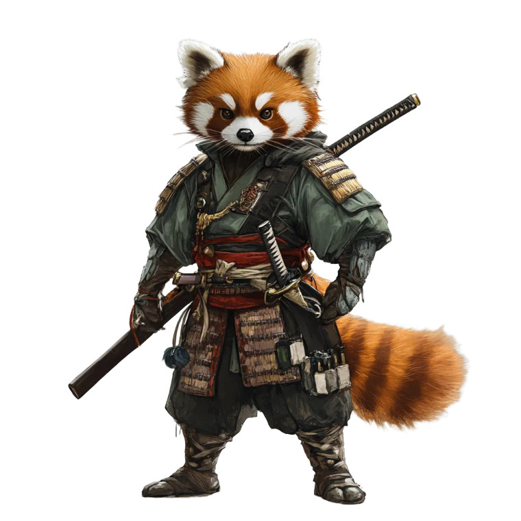 Red Panda Samurai Vinyl Car Decal Sticker – Waterproof & UV-Resistant 8"