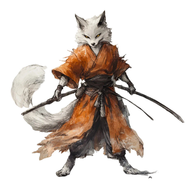 Gloomy Kitsune Warrior Vinyl Car Decal Sticker – Waterproof & UV-Resistant 8"