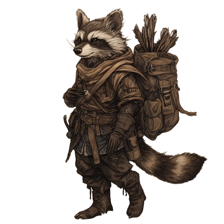 Dnd Raccoon Ranger Vinyl Car Decal Sticker – Waterproof & UV-Resistant 8"