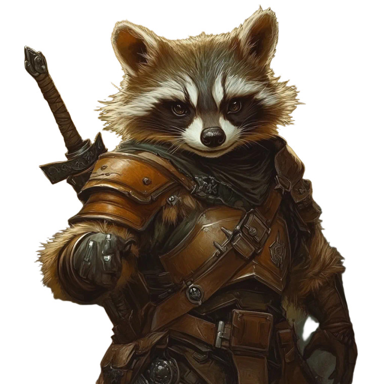 Raccoon Paladin Vinyl Car Decal Sticker – Waterproof & UV-Resistant 8"