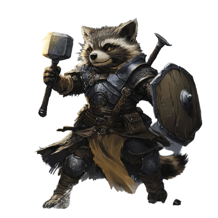 Raccoon Cleric Warrior Vinyl Car Decal Sticker – Waterproof & UV-Resistant 8"
