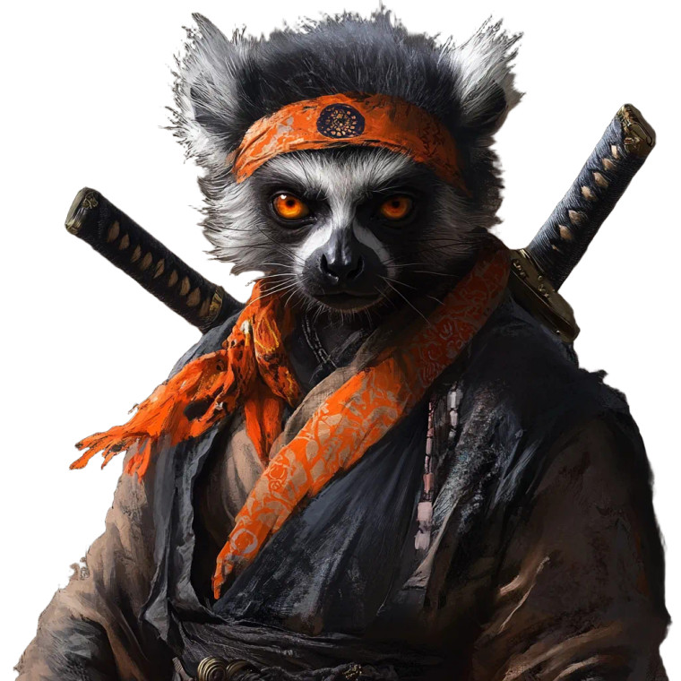 Angry Lemur Samurai Vinyl Car Decal Sticker – Waterproof & UV-Resistant 8"