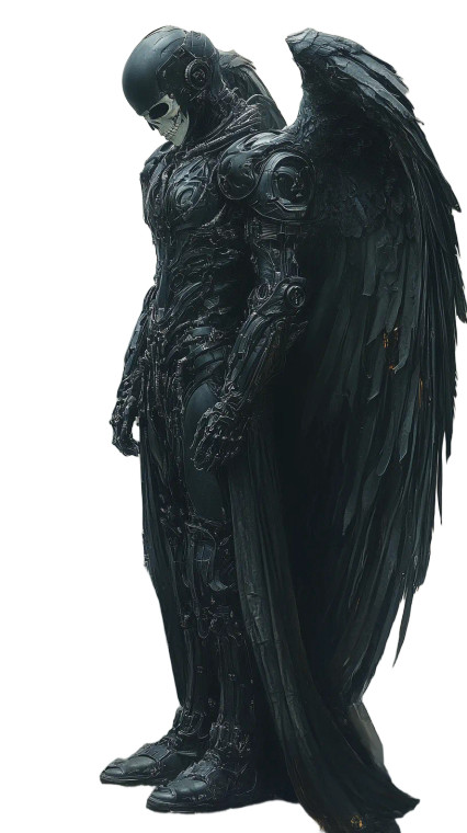 Dark Cyborg Angel Vinyl Car Decal Sticker – Waterproof & UV-Resistant 8"