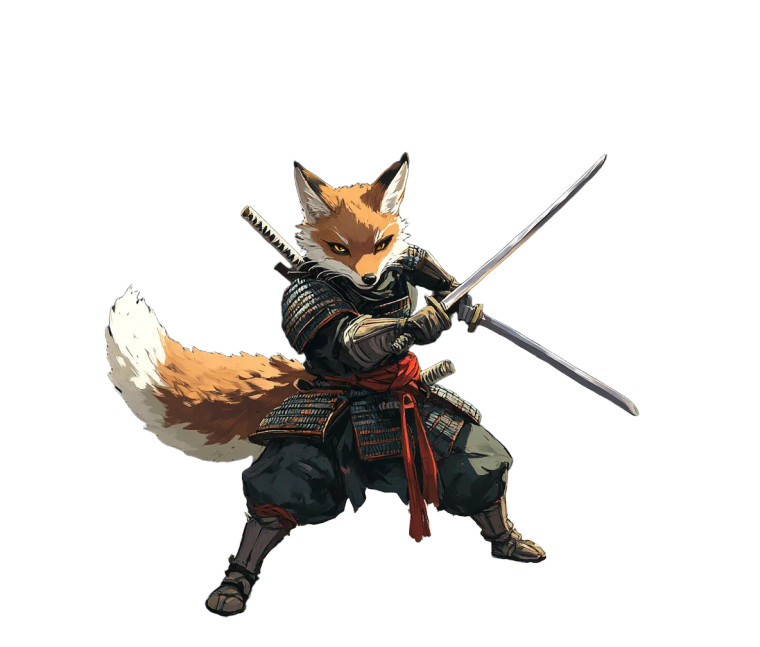 Fox Samurai Training Vinyl Car Decal Sticker – Waterproof & UV-Resistant 8"