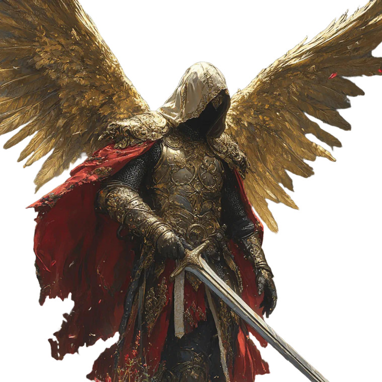 Golden Angelic Soldier Vinyl Car Decal Sticker – Waterproof & UV-Resistant 8"