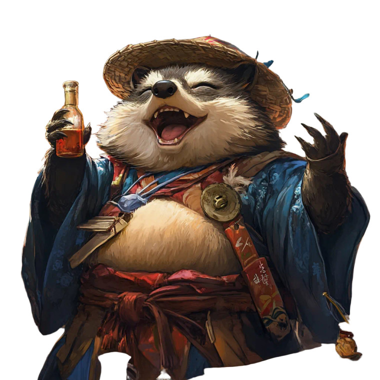 Laughing Tanuki Drinker Vinyl Car Decal Sticker – Waterproof & UV-Resistant 8"