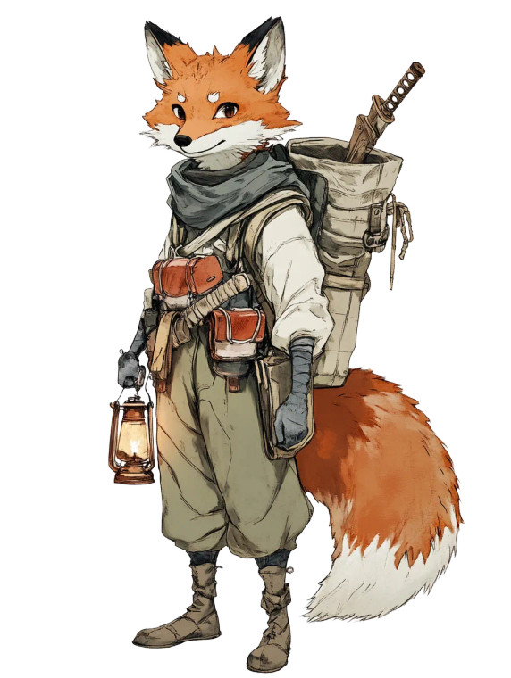 Fox Adventurer Lantern Vinyl Car Decal Sticker – Waterproof & UV-Resistant 8"