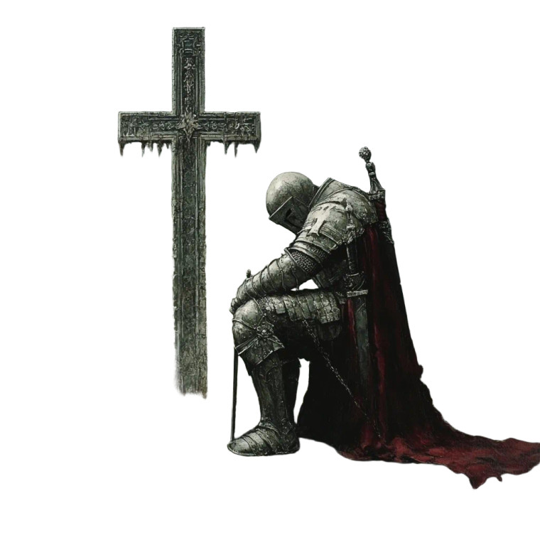 Praying Knight Vinyl Car Decal Sticker – Waterproof & UV-Resistant 8"