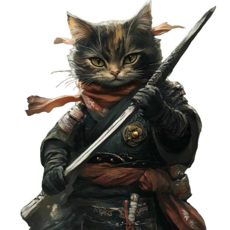 Ronin Kitty Vinyl Car Decal Sticker – Waterproof & UV-Resistant 8"