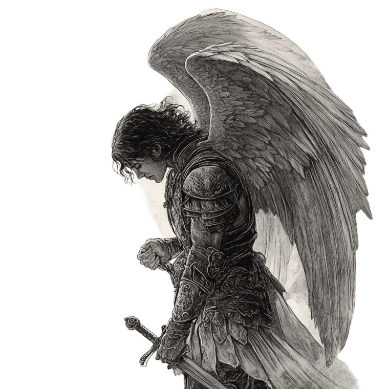 Vintage Archangel Drawing Vinyl Car Decal Sticker – Waterproof & UV-Resistant 8"