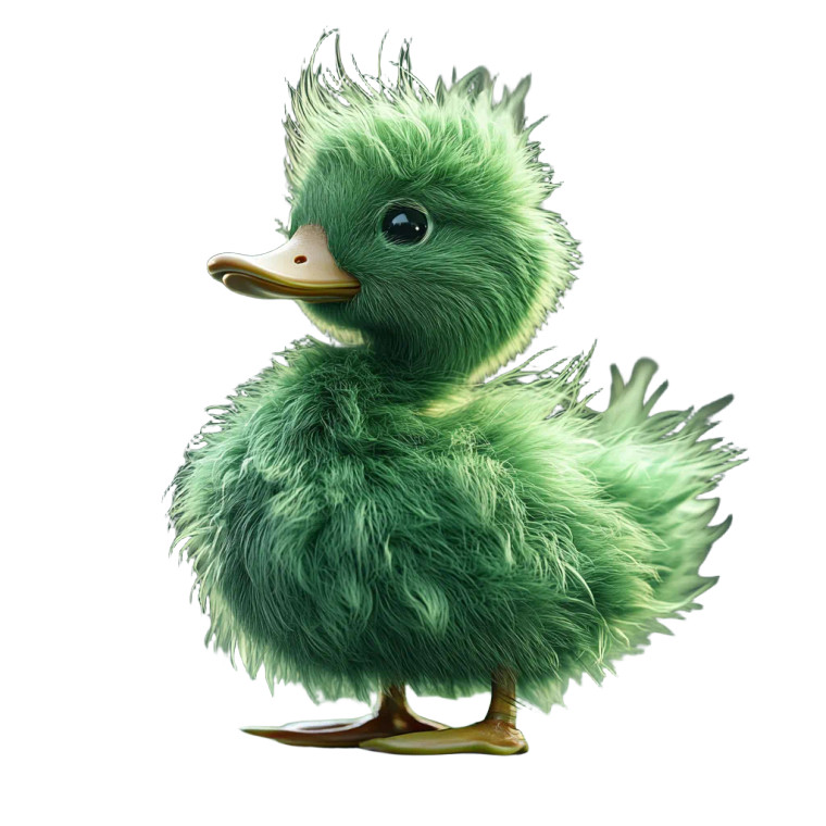Green Fluffy Duck Vinyl Car Decal Sticker – Waterproof & UV-Resistant 8"