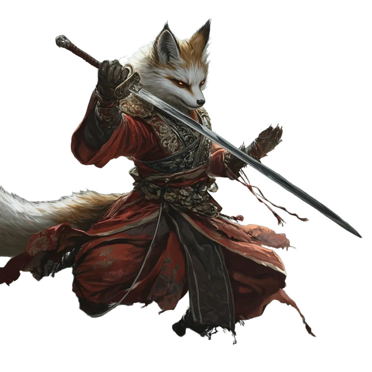 Fox Swordsman Qing V2 Vinyl Car Decal Sticker – Waterproof & UV-Resistant 8"