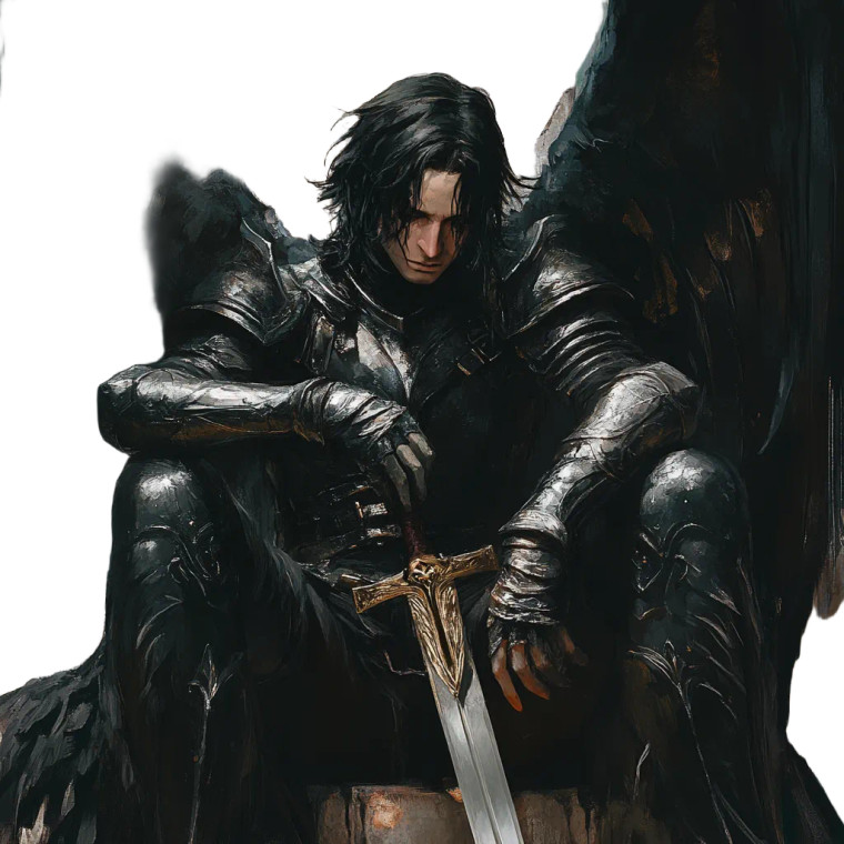 Fallen Aasimar Warrior Vinyl Car Decal Sticker – Waterproof & UV-Resistant 8"