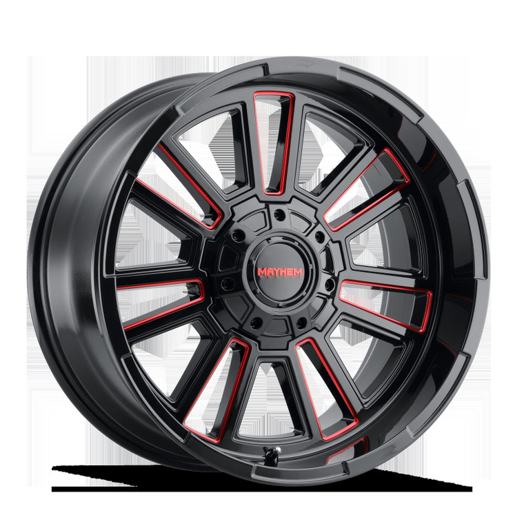 Mayhem Wheels Apollo 8115 | 20x9, Gloss Black With Prism Red Accents, Aluminum Construction