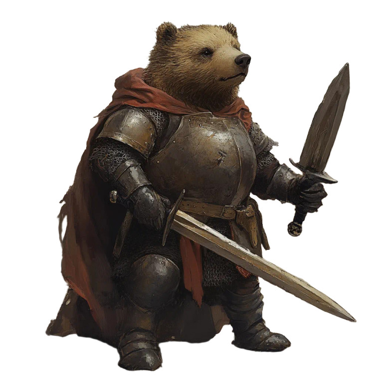 Medieval Armor Bear Vinyl Car Decal Sticker – Waterproof & UV-Resistant 8"