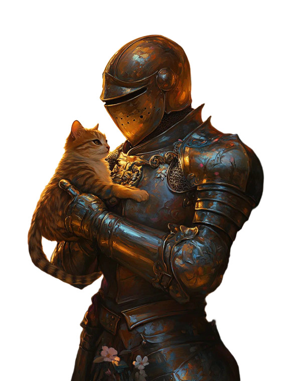 Knight With Cat V24 Vinyl Car Decal Sticker – Waterproof & UV-Resistant 8"