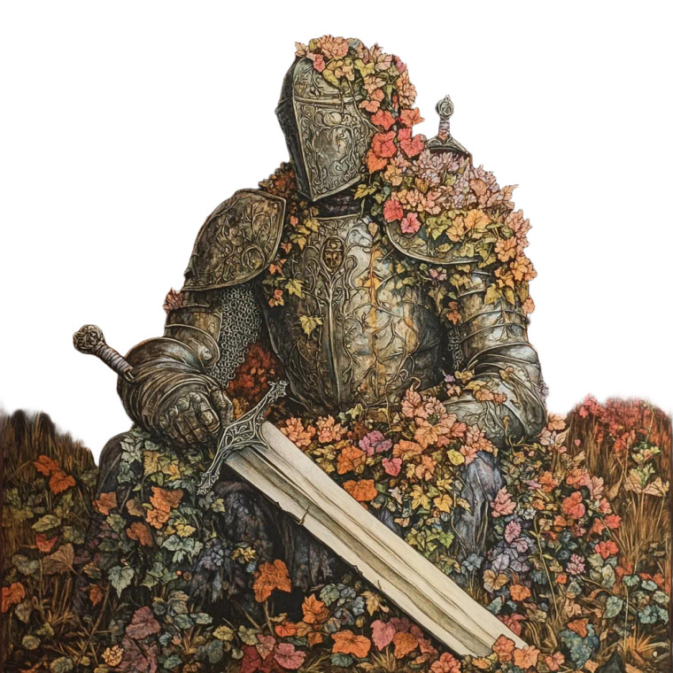 Floral Knight Fantasy Vinyl Car Decal Sticker – Waterproof & UV-Resistant 8"