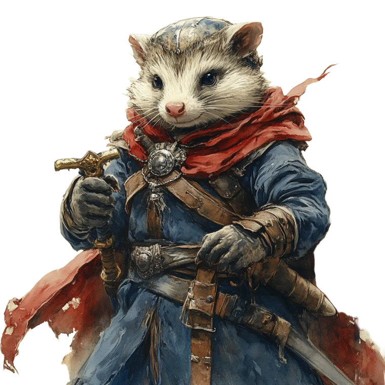 Medieval Opossum Vinyl Car Decal Sticker – Waterproof & UV-Resistant 8"