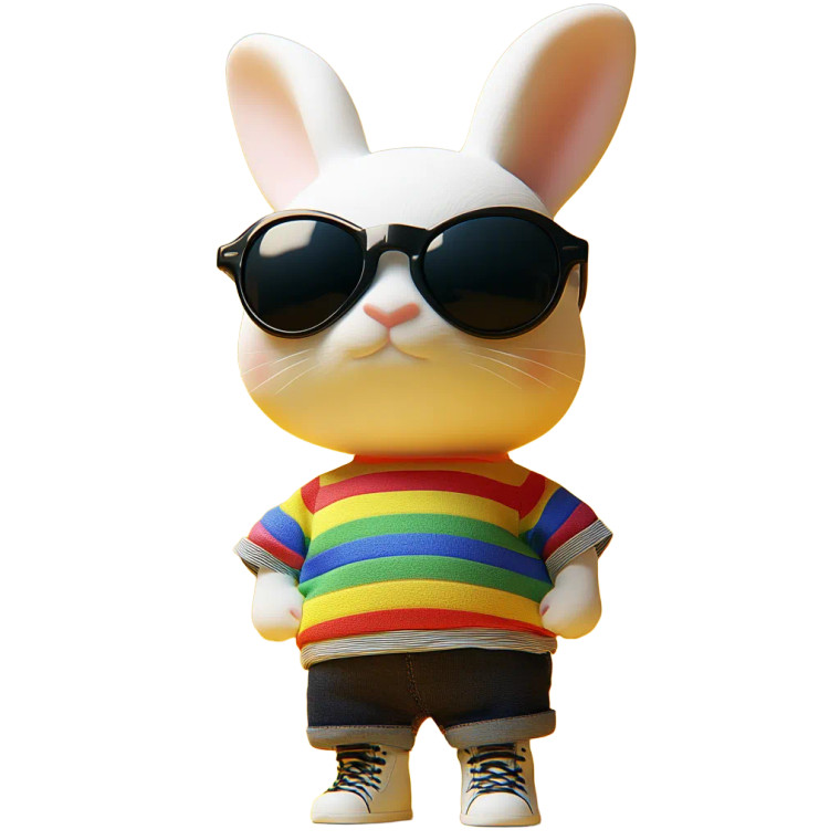 Stylish Rainbow Rabbit Vinyl Car Decal Sticker – Waterproof & UV-Resistant 8"