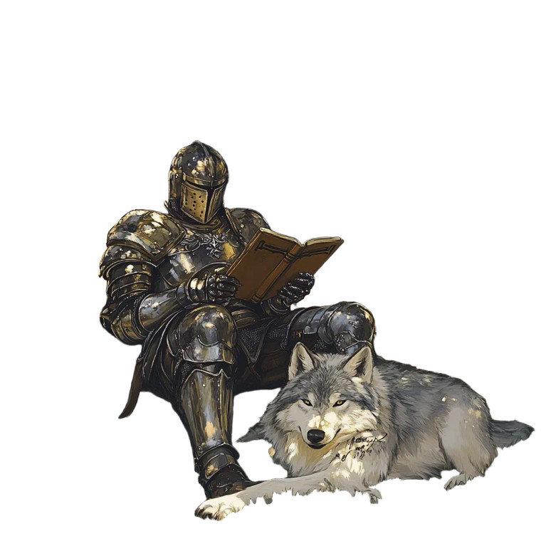 Medieval Knight Reading Vinyl Car Decal Sticker – Waterproof & UV-Resistant 8"