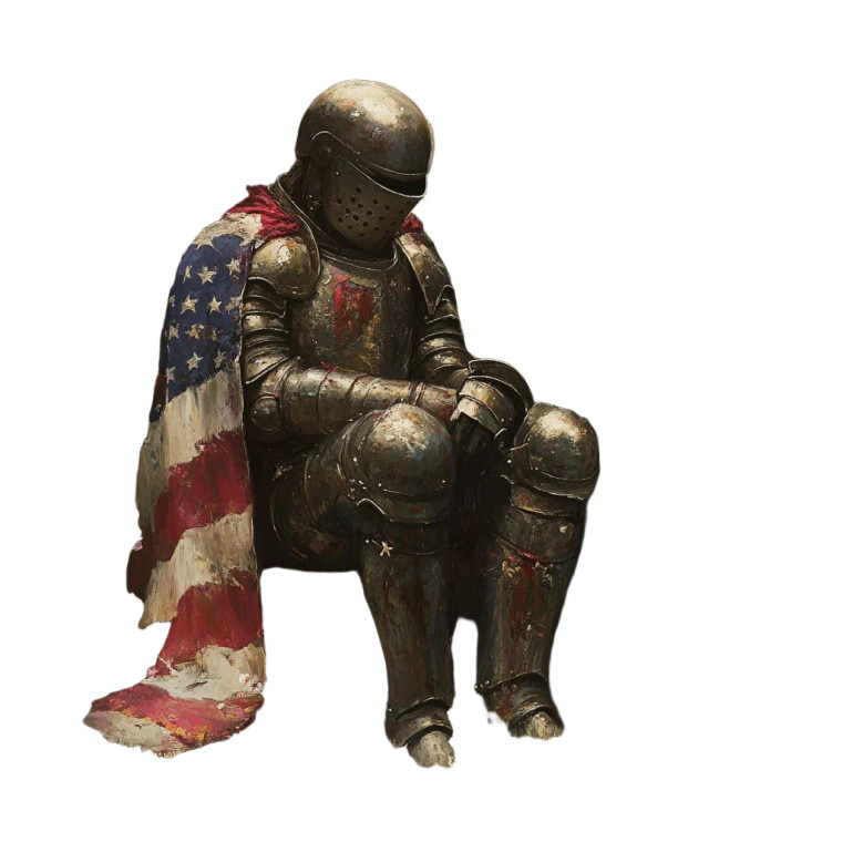 Knight With Flag Cape Vinyl Car Decal Sticker – Waterproof & UV-Resistant 8"