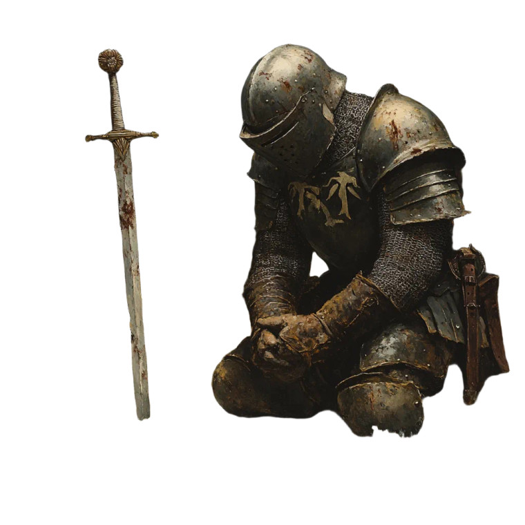 Praying Knight V2 Vinyl Car Decal Sticker – Waterproof & UV-Resistant 8"