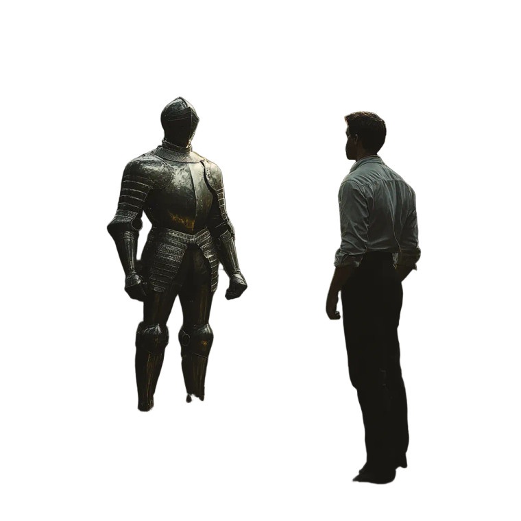 Man And Gleaming Armor Vinyl Car Decal Sticker – Waterproof & UV-Resistant 8"