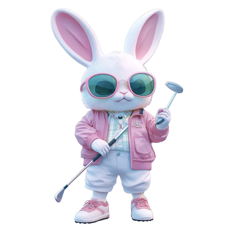 Golfing Rabbit Doll Vinyl Car Decal Sticker – Waterproof & UV-Resistant 8"