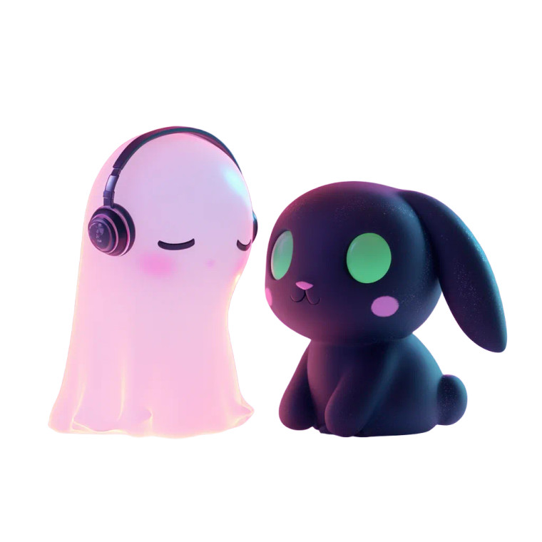 Ghost And Rabbit Duo Vinyl Car Decal Sticker – Waterproof & UV-Resistant 8"