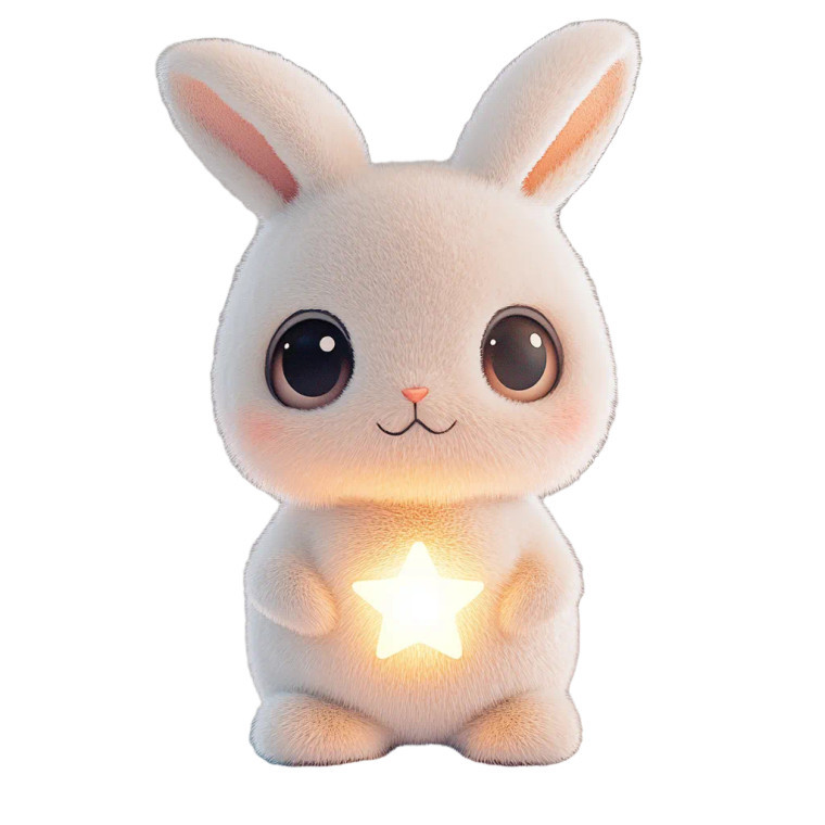 Chibi Glow Bunny Vinyl Car Decal Sticker – Waterproof & UV-Resistant 8"