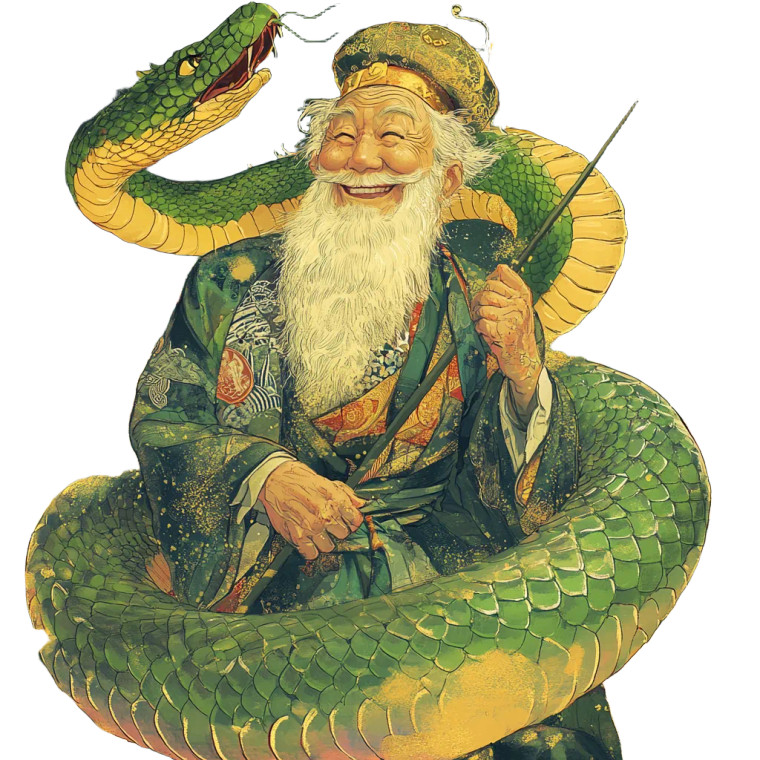 Ebisu And Green Snake Vinyl Car Decal Sticker – Waterproof & UV-Resistant 8"