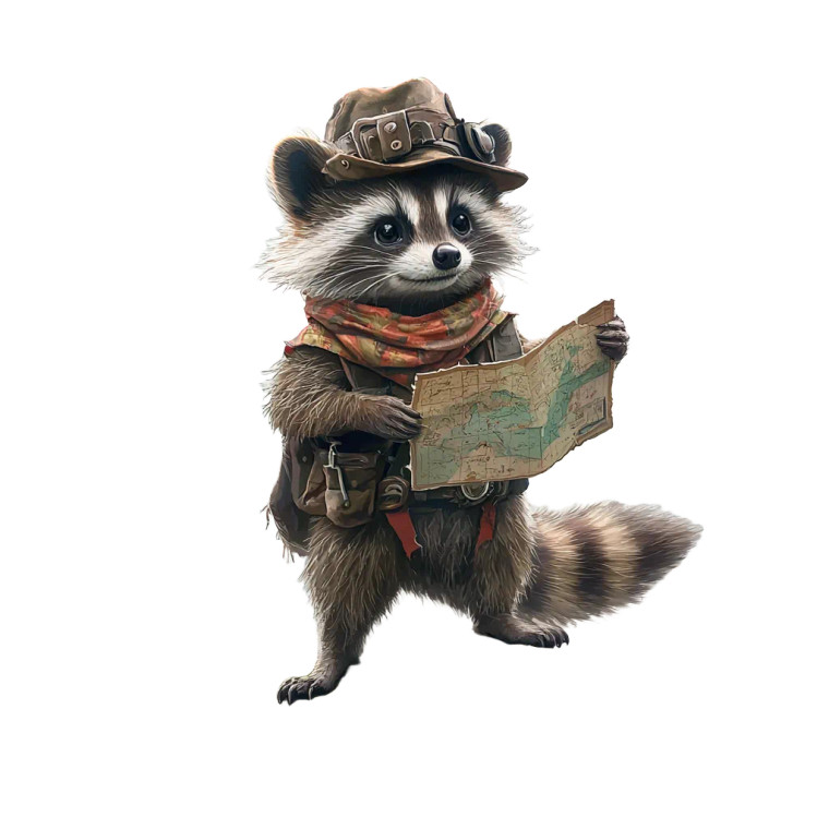 Adventurous Raccoon Explorer Vinyl Car Decal Sticker – Waterproof & UV-Resistant 8"