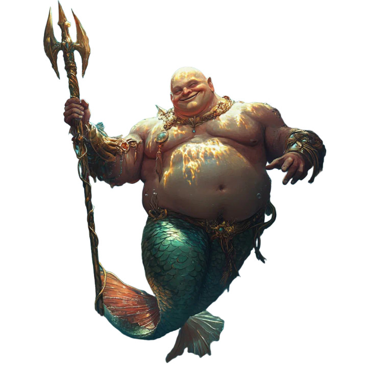 Friendly Obese Merman Vinyl Car Decal Sticker – Waterproof & UV-Resistant 8"