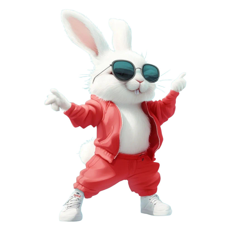 Dancing Rabbit Clipart Vinyl Car Decal Sticker – Waterproof & UV-Resistant 8"