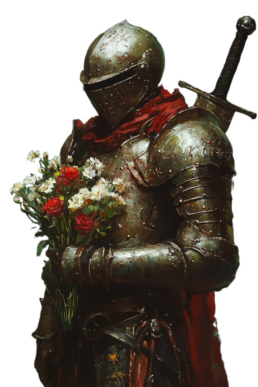 Knight With Flowers Vinyl Car Decal Sticker – Waterproof & UV-Resistant 8"