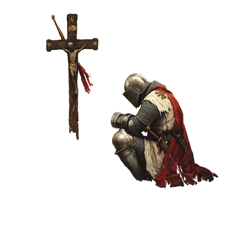 Knights Templar Praying Vinyl Car Decal Sticker – Waterproof & UV-Resistant 8"