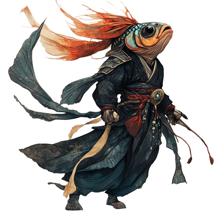 Ninja Fish V2 Vinyl Car Decal Sticker – Waterproof & UV-Resistant 8"