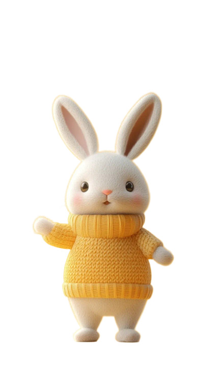 Fluffy Rabbit Doll Vinyl Car Decal Sticker – Waterproof & UV-Resistant 8"