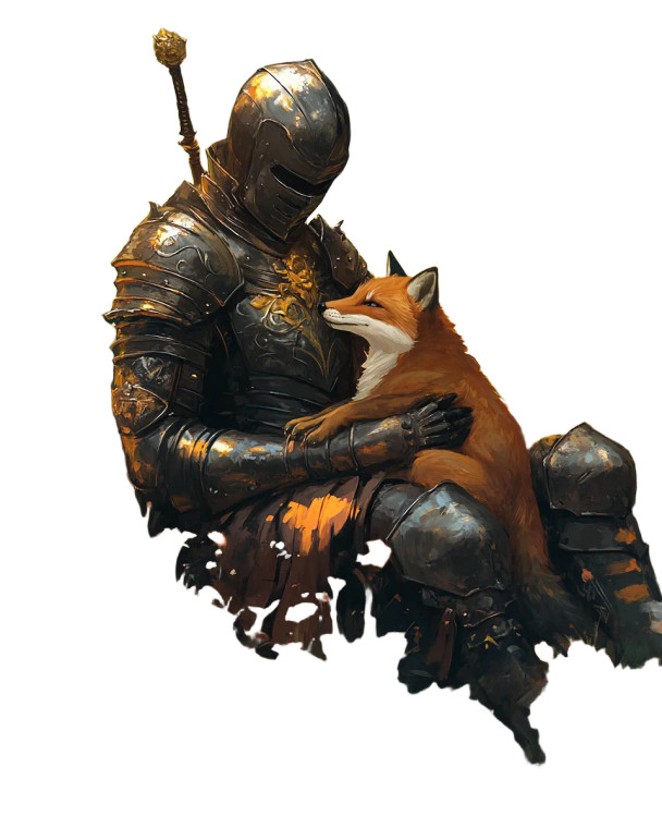 Armored Knight With Fox Vinyl Car Decal Sticker – Waterproof & UV-Resistant 8"