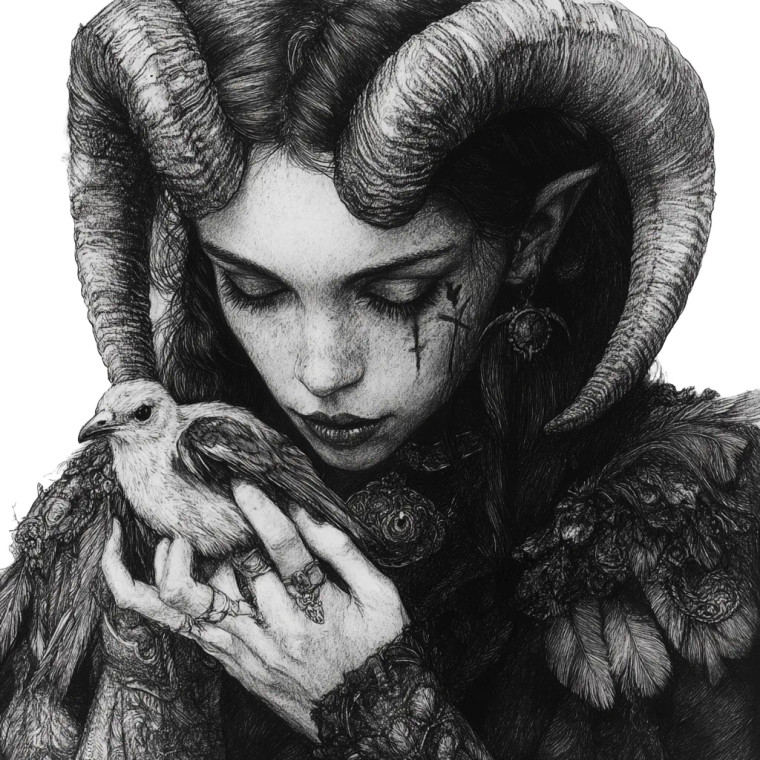 Pagan Woman With Horns Vinyl Car Decal Sticker – Waterproof & UV-Resistant 8"