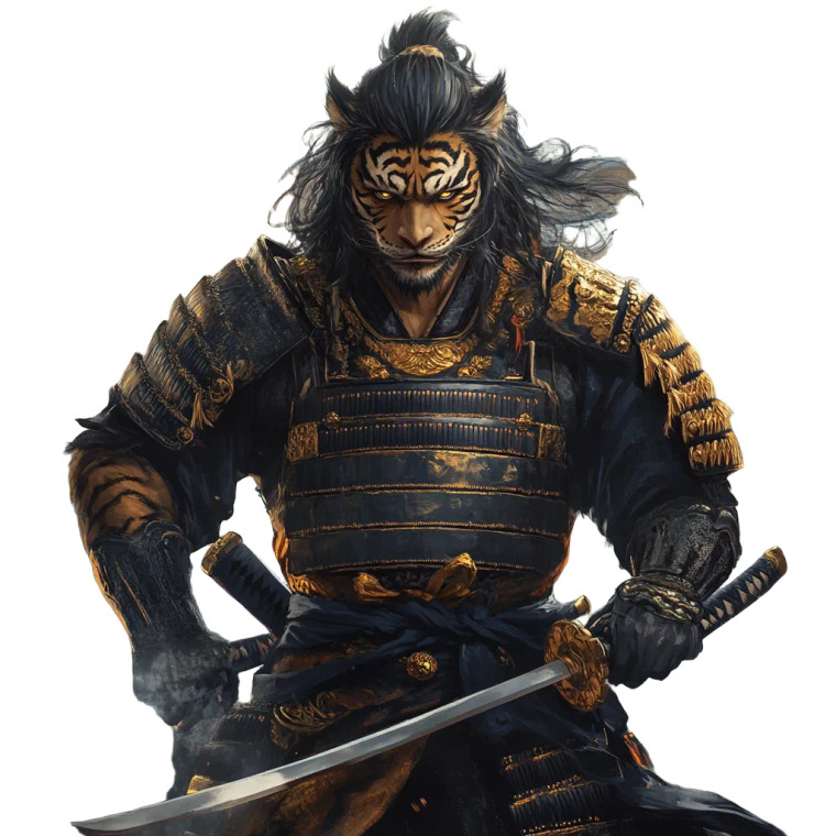 Tiger-Warlord Nobunaga Vinyl Car Decal Sticker – Waterproof & UV-Resistant 8"