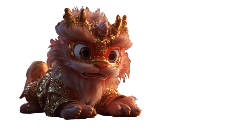 Golden Lion Dance Vinyl Car Decal Sticker – Waterproof & UV-Resistant 8"