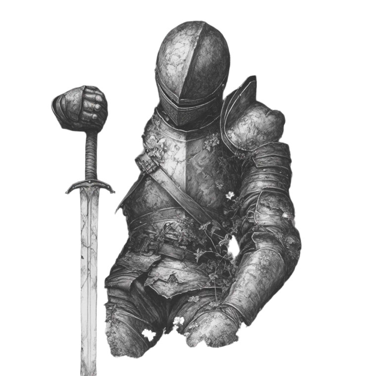 Ancient Knight Resting Vinyl Car Decal Sticker – Waterproof & UV-Resistant 8"