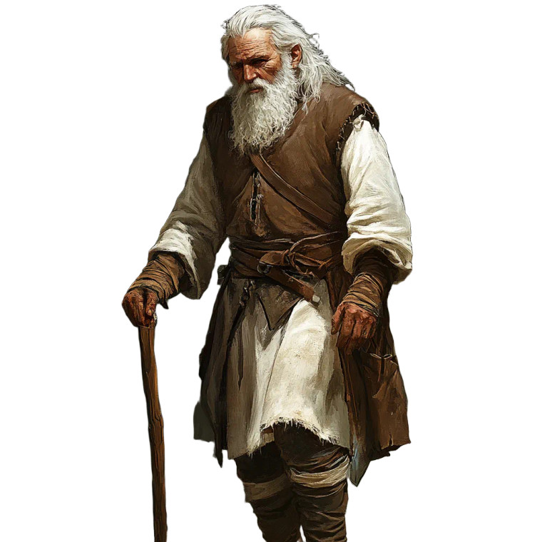 Elderly Fantasy Villager Vinyl Car Decal Sticker – Waterproof & UV-Resistant 8"