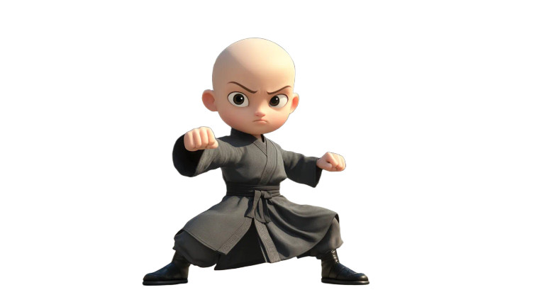 Chibi Kung Fu Monk Vinyl Car Decal Sticker – Waterproof & UV-Resistant 8"