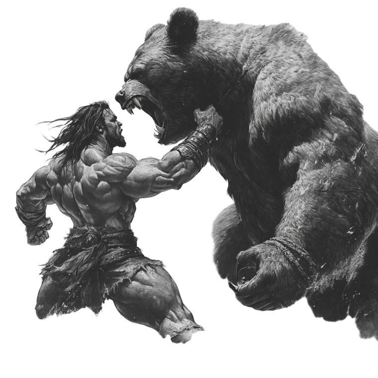 Barbarian Vs Bear Vinyl Car Decal Sticker – Waterproof & UV-Resistant 8"