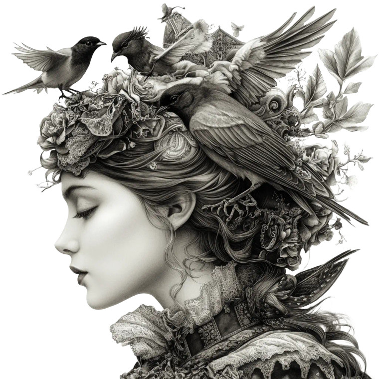 Victorian Venetian Girl Vinyl Car Decal Sticker – Waterproof & UV-Resistant 8"