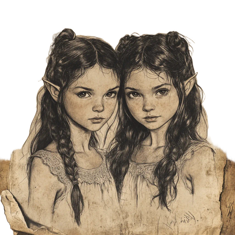 Elf Girls Sketch Vinyl Car Decal Sticker – Waterproof & UV-Resistant 8"